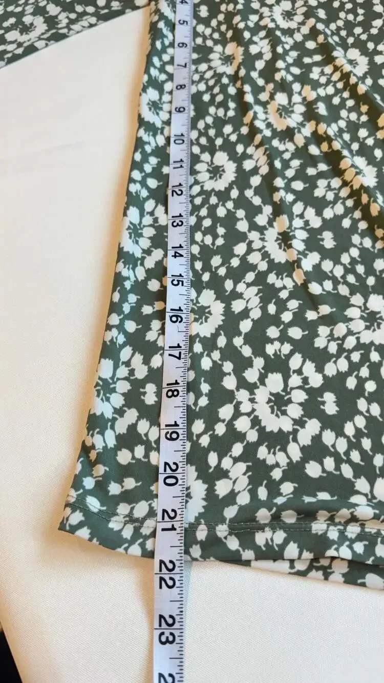 Sage Green Floral Wide Leg Jumpsuit Wrap Pockets Vacation Boho Medium